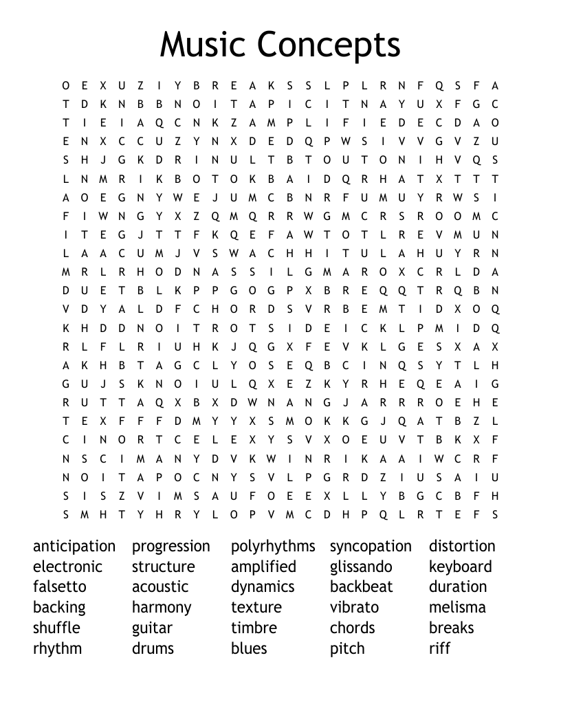 Music Concepts Word Search