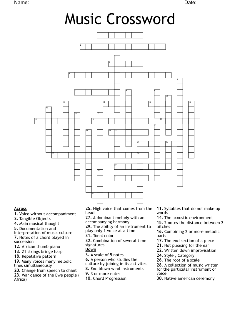 Music Crossword