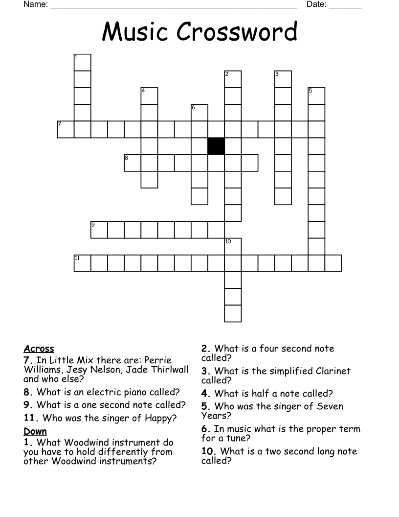Music Crossword