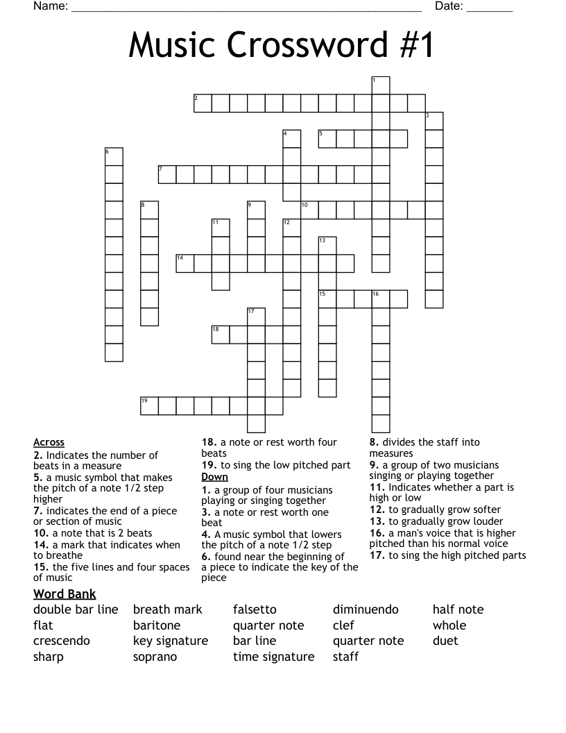 Music Crossword #1