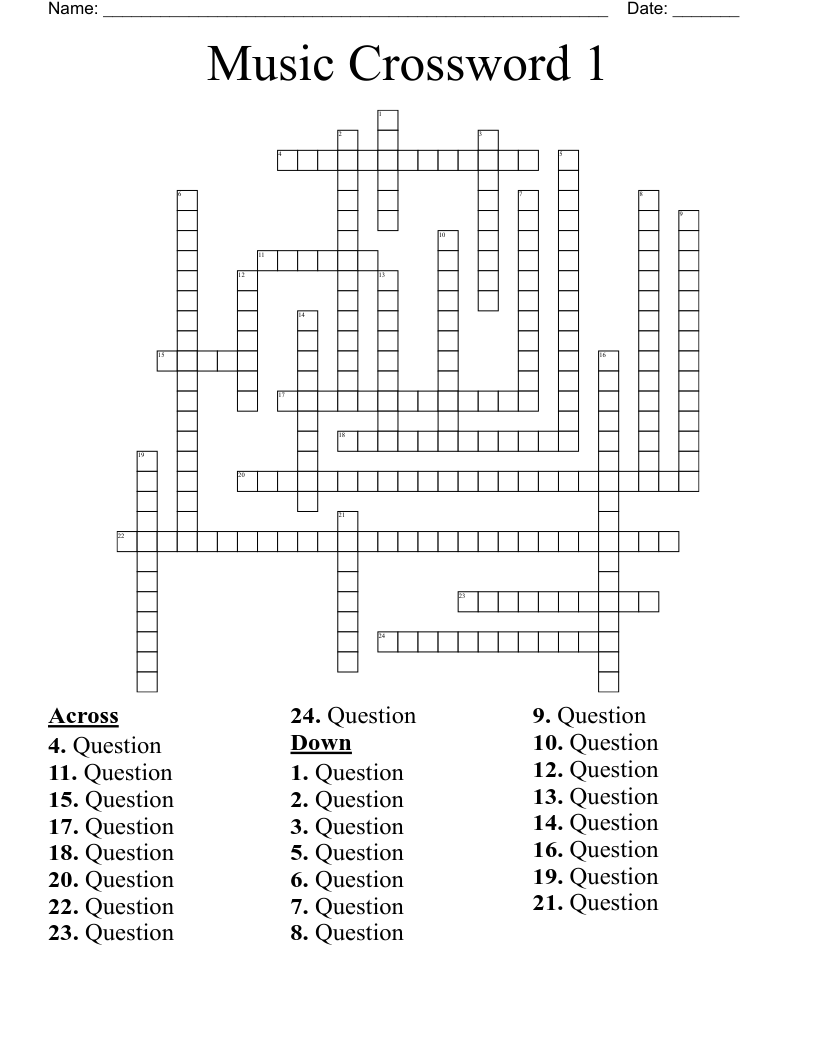 Music Crossword 1