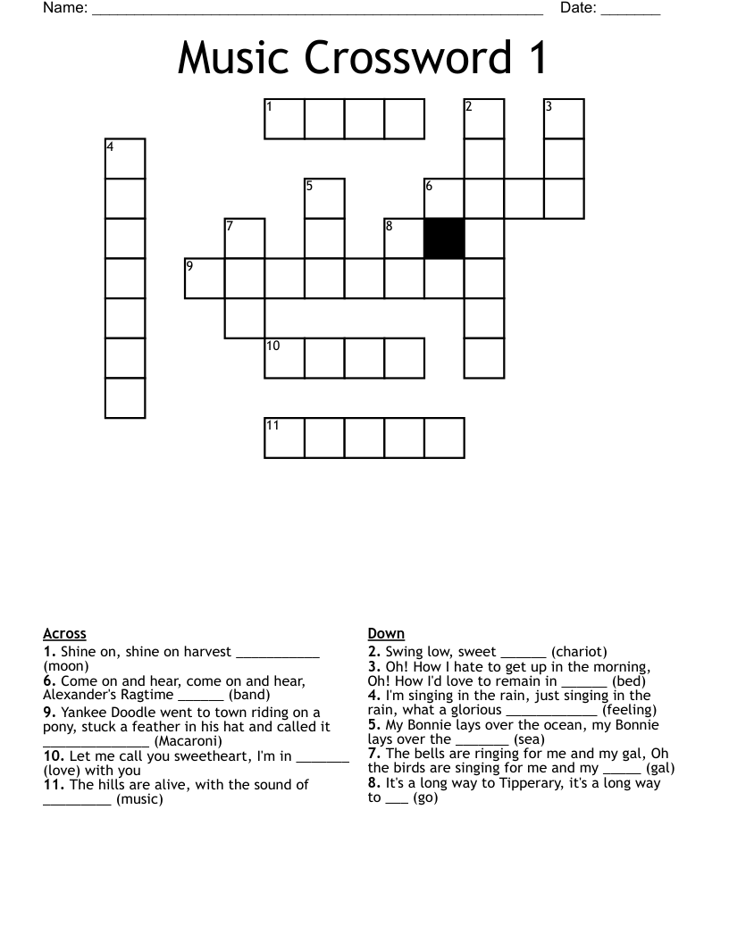 Music Crossword 1