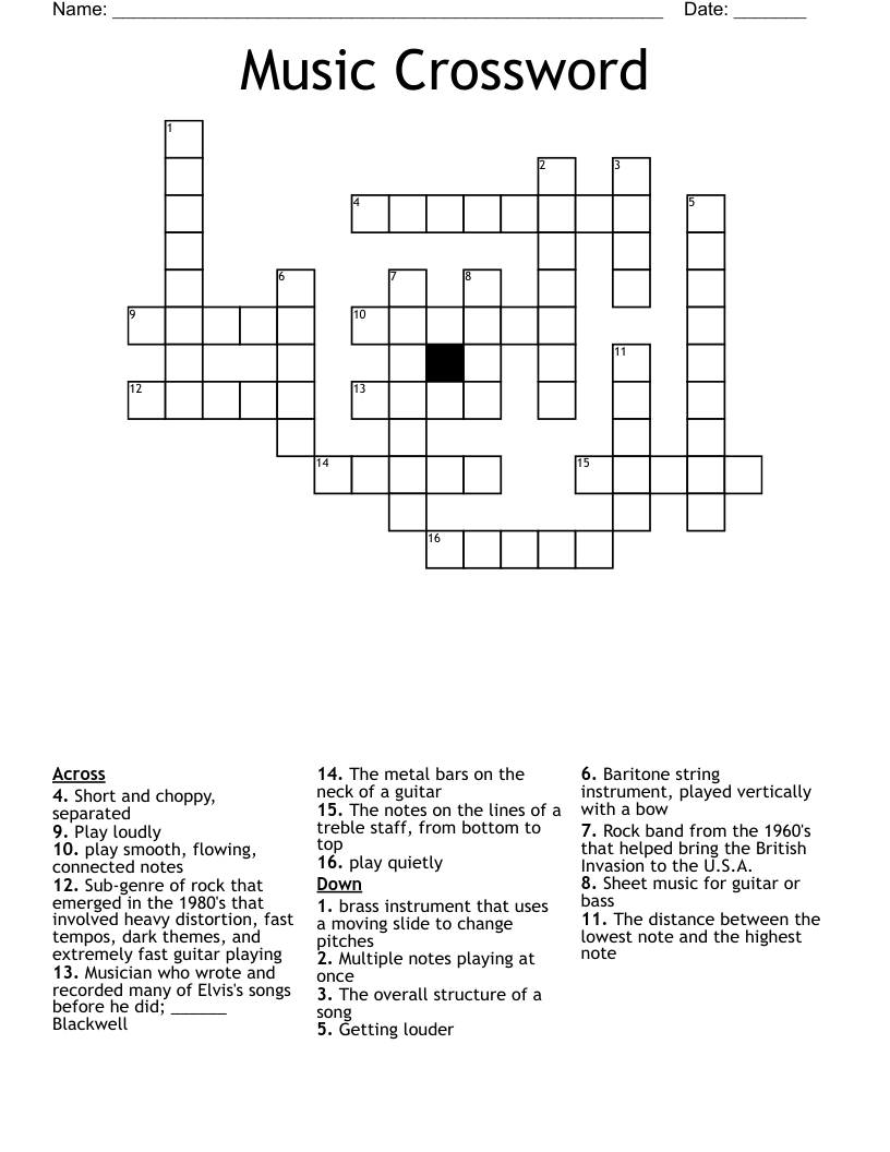 Music Crossword