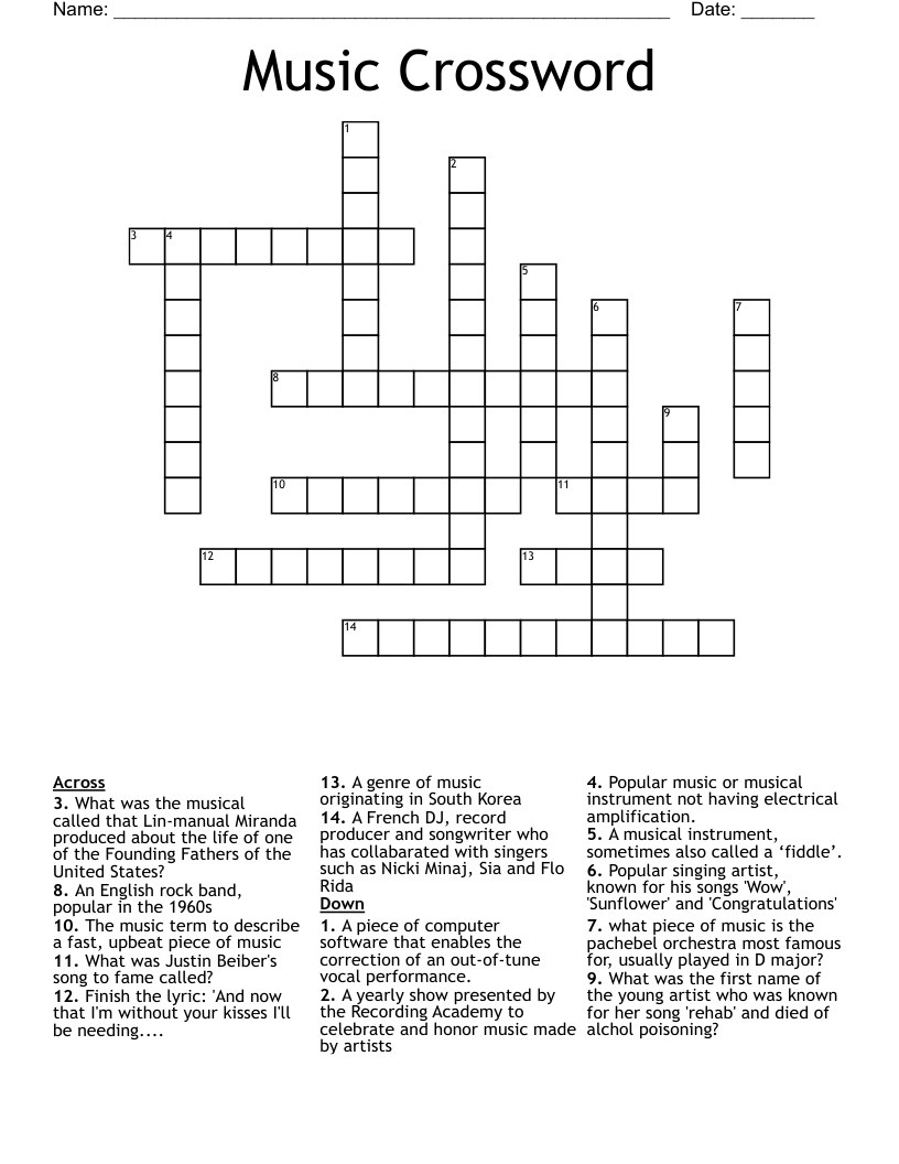 Music Crossword