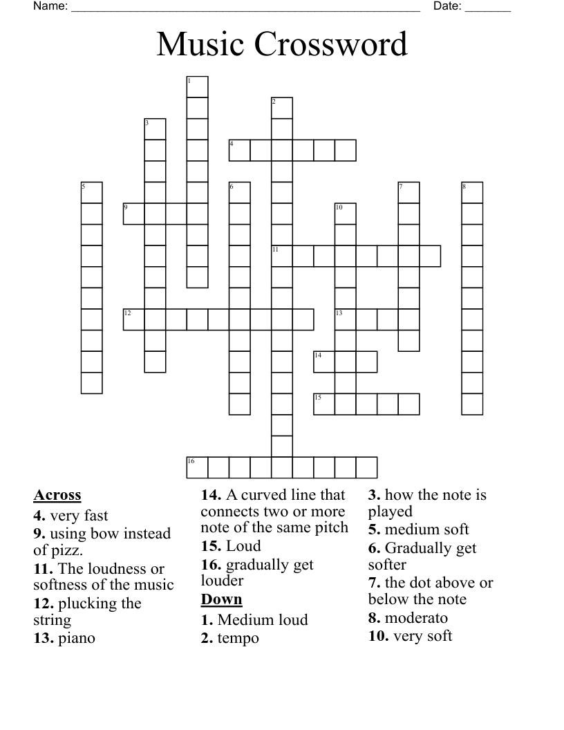 Music Crossword