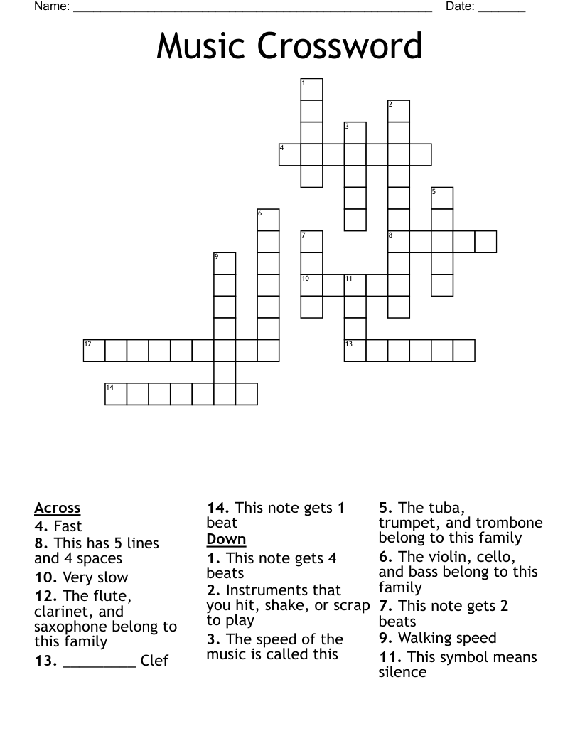 Music Crossword
