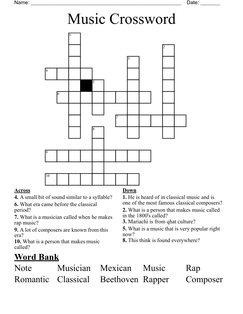 Music Crossword