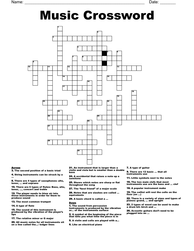 Music Crossword