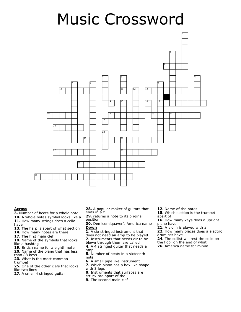 Music Crossword