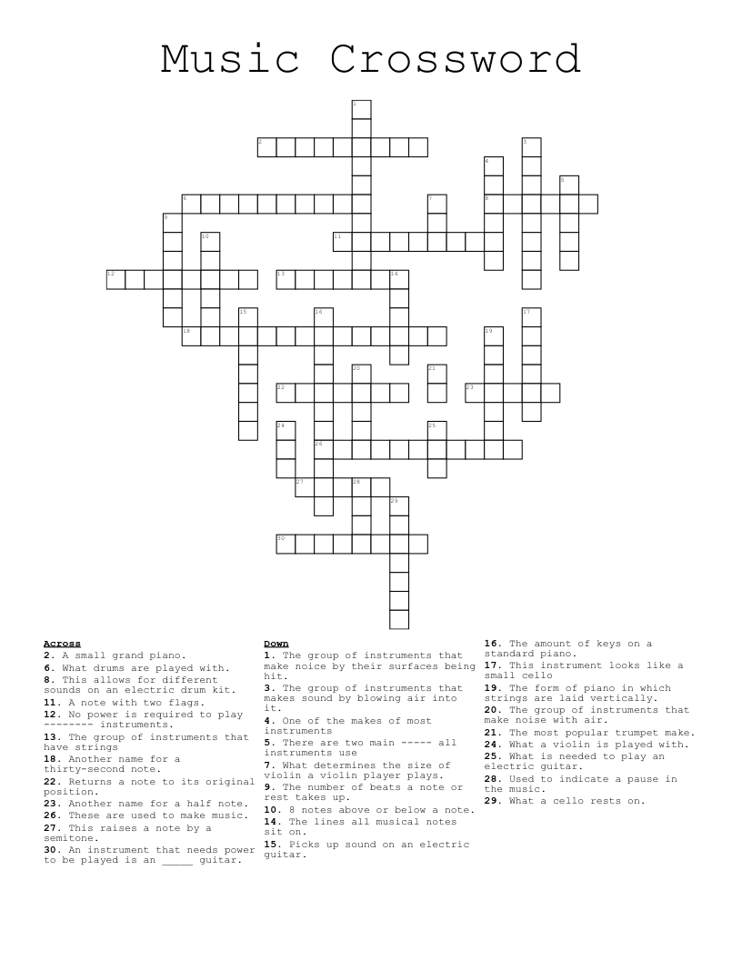 Music Crossword