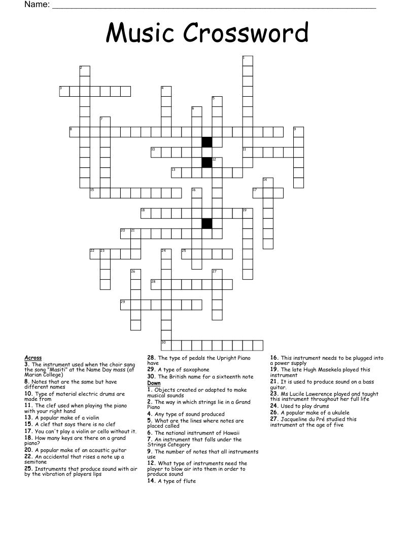 Music Crossword 