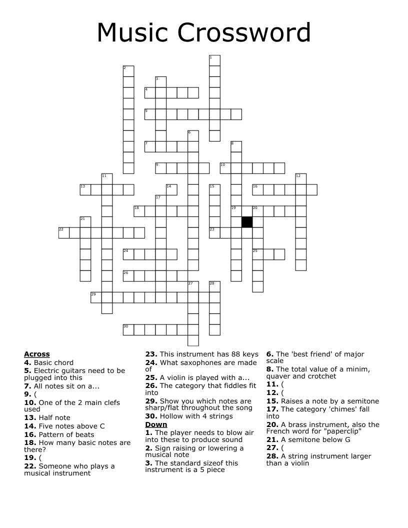Music Crossword 