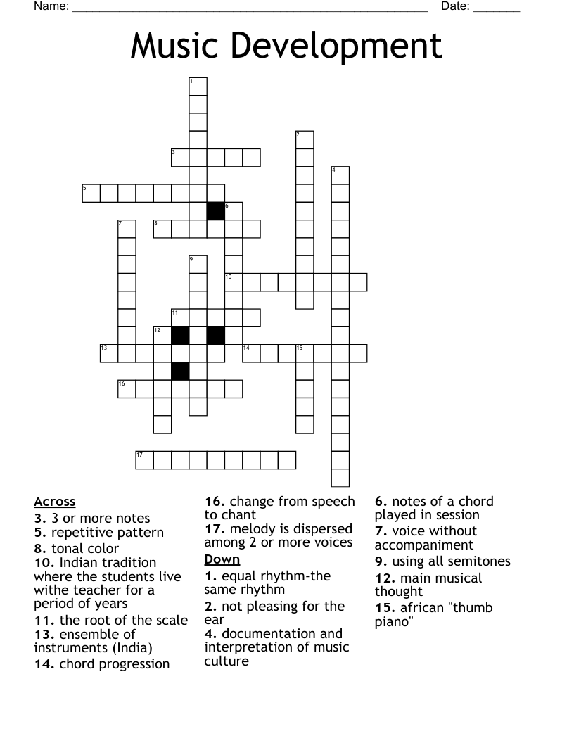Music Development Crossword