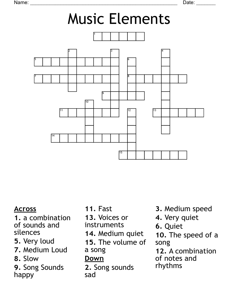 Music Elements  Crossword