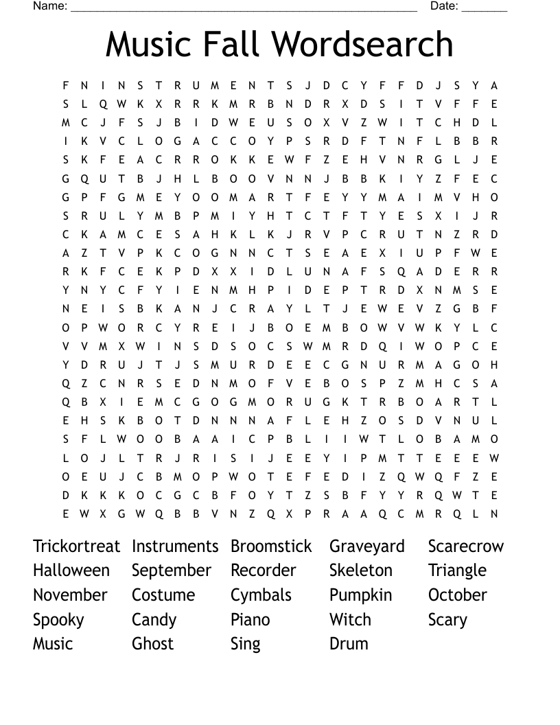 Music Fall Wordsearch