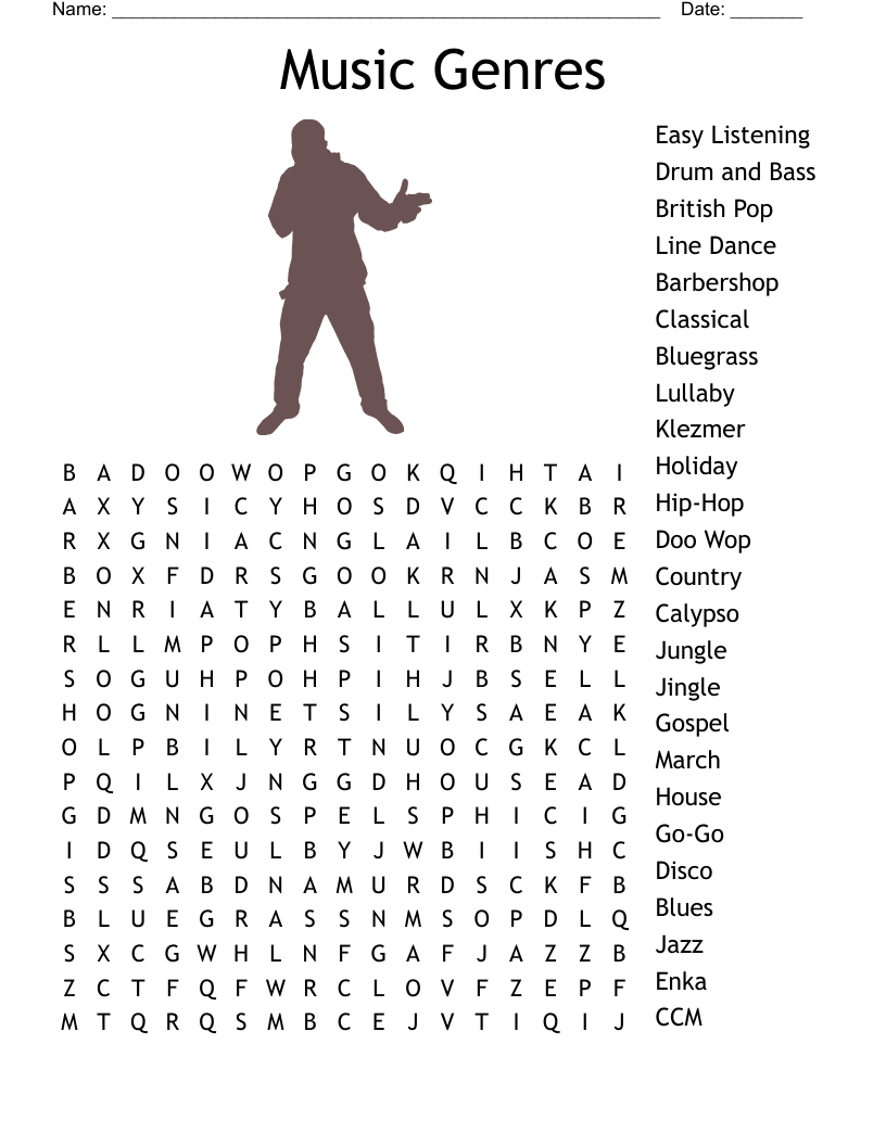 Music Genres Word Search