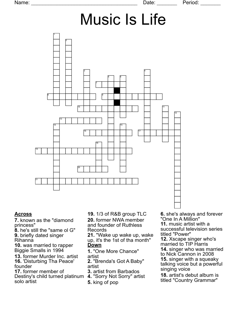 Music Is Life Crossword