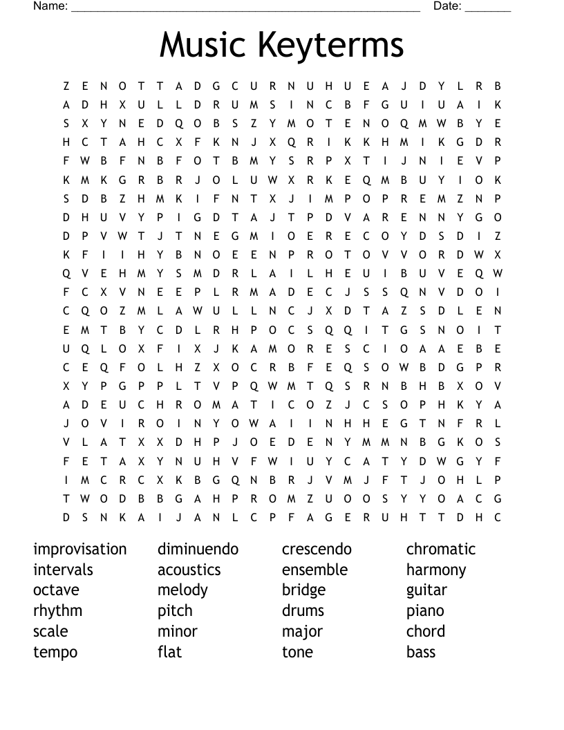 Music Keyterms Word Search