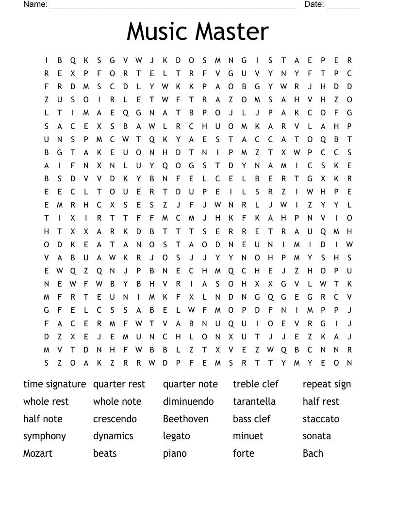 Music Master Word Search