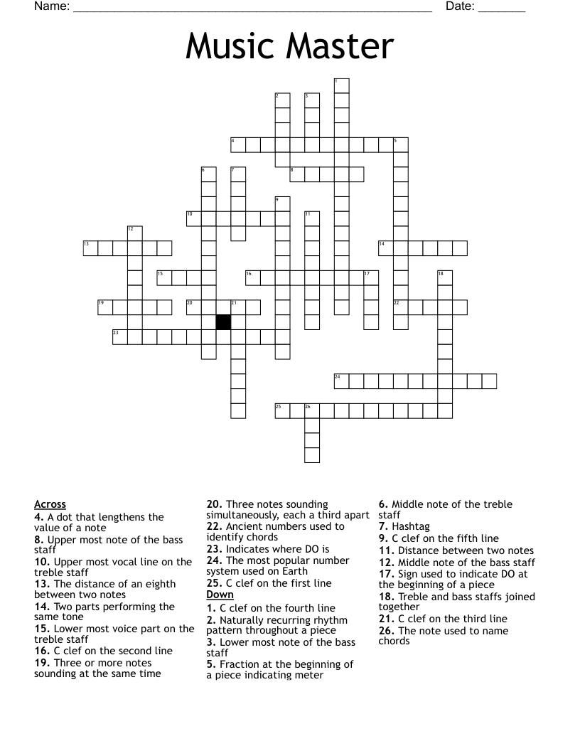 Music Master Crossword