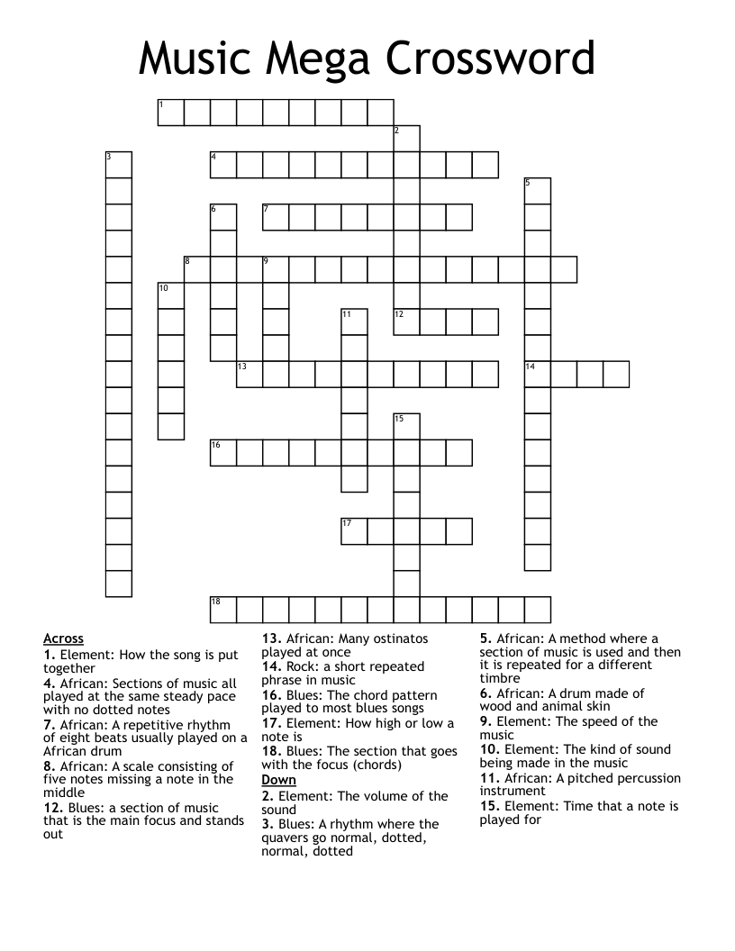 Music Mega Crossword
