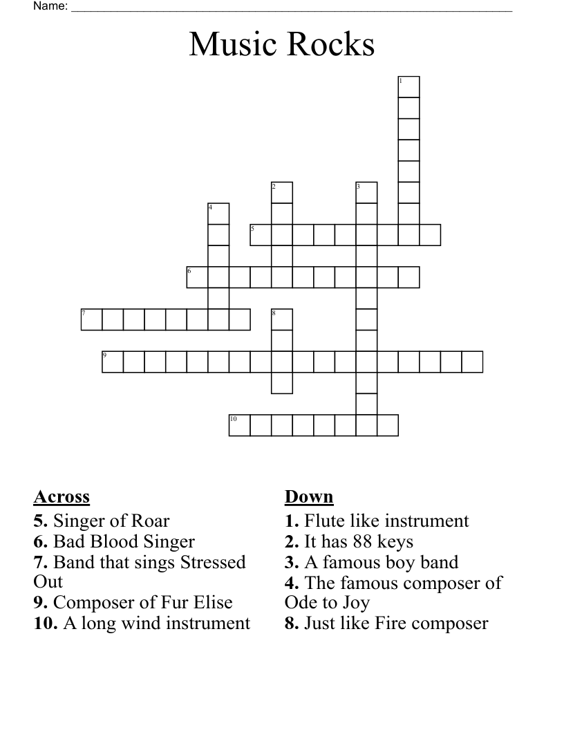 Music Rocks Crossword
