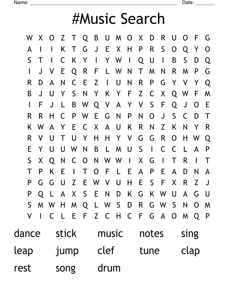 #Music Search Word Search
