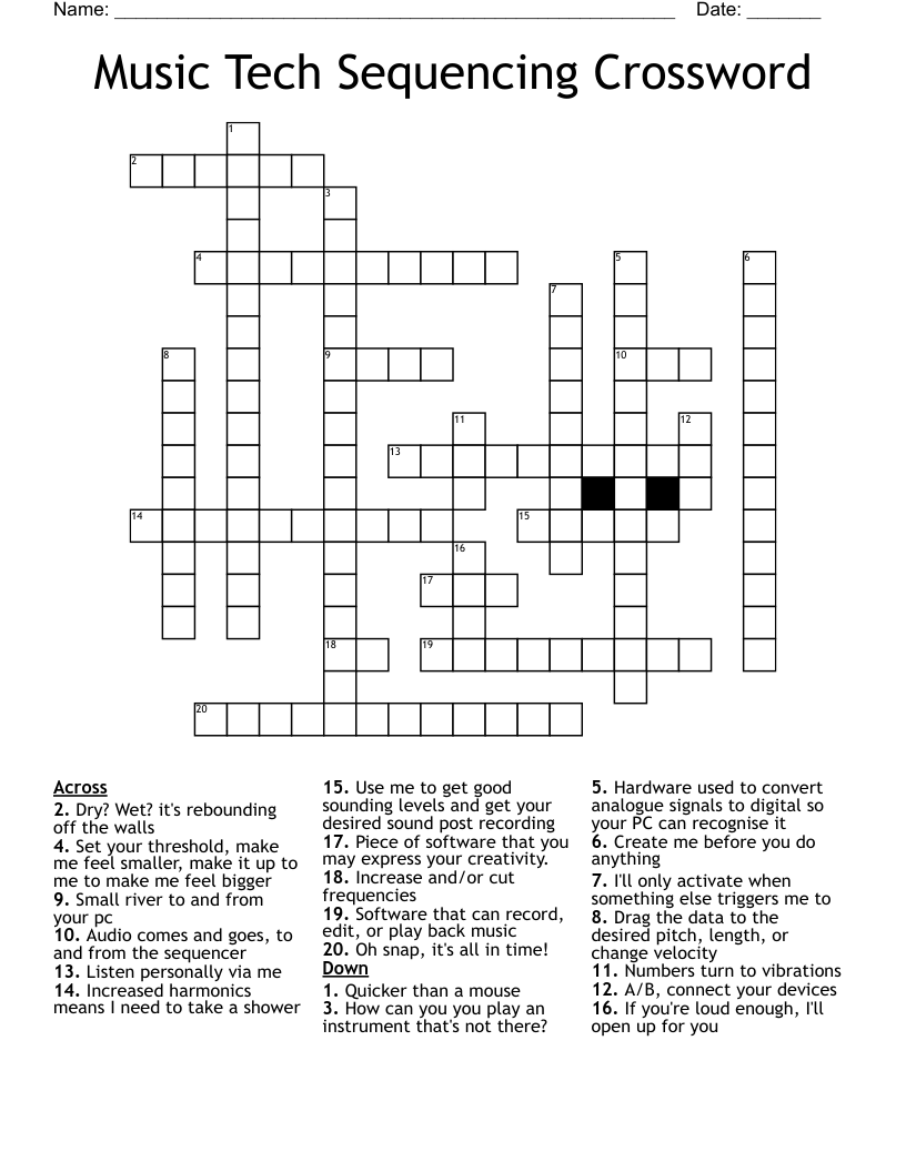 Music Tech Sequencing Crossword