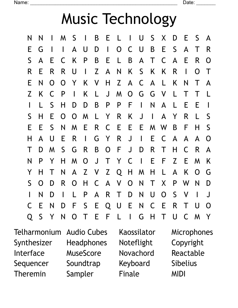 Music Technology Word Search