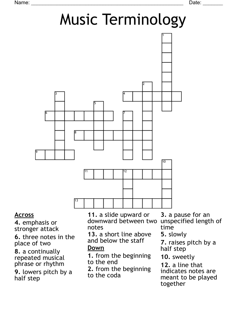 Music Terminology Crossword