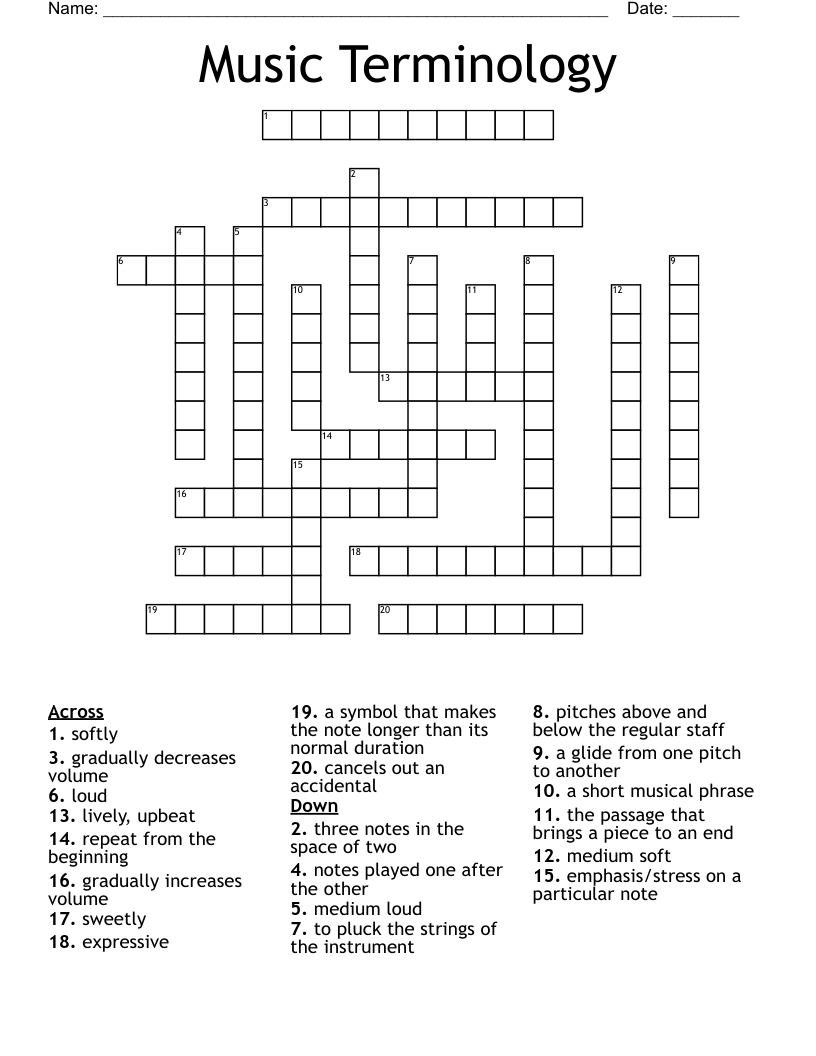 Music Terminology Crossword
