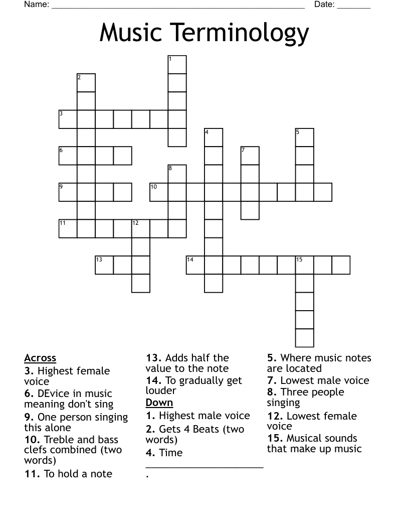 Music Terminology Crossword