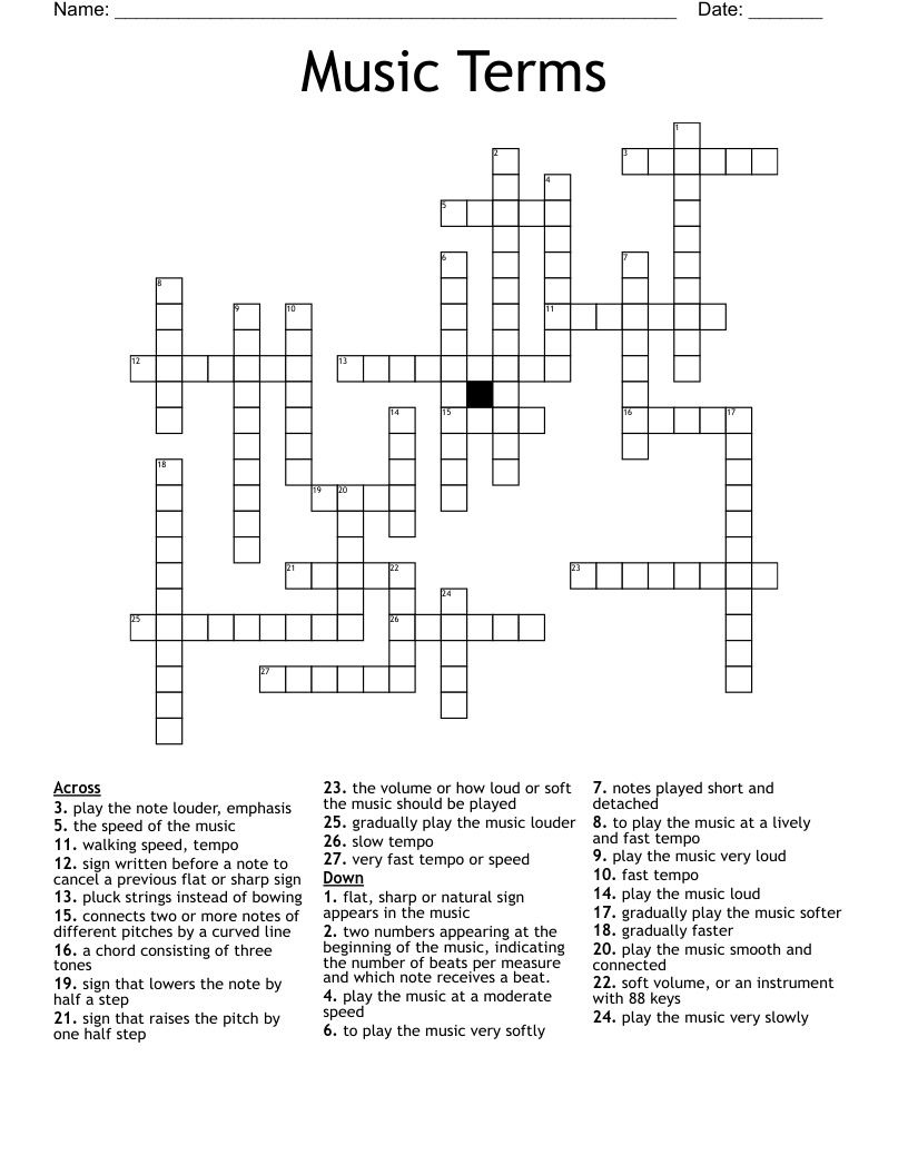 Music Terms Crossword