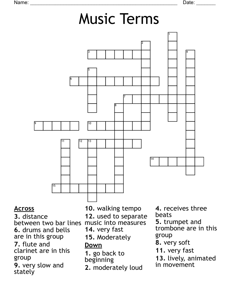 Music Terms Crossword