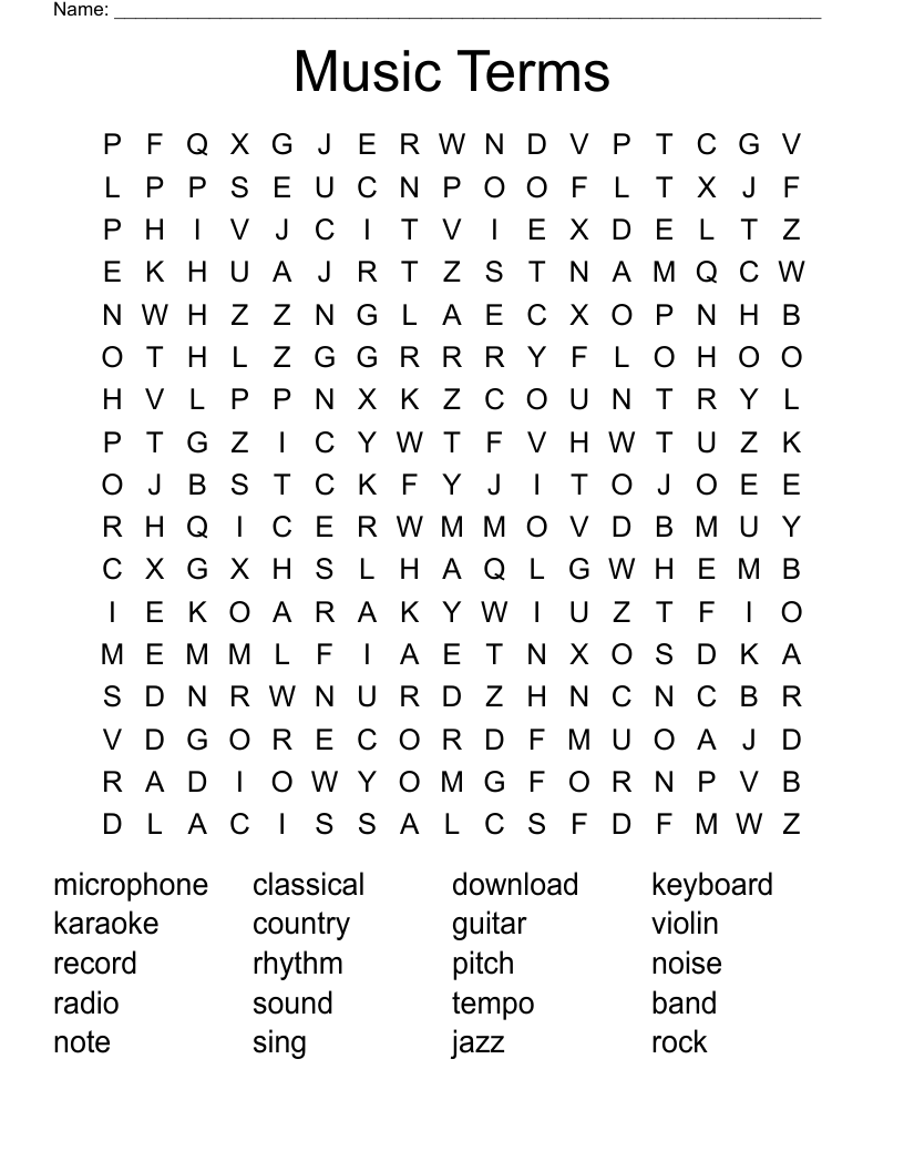 Music Terms Word Search