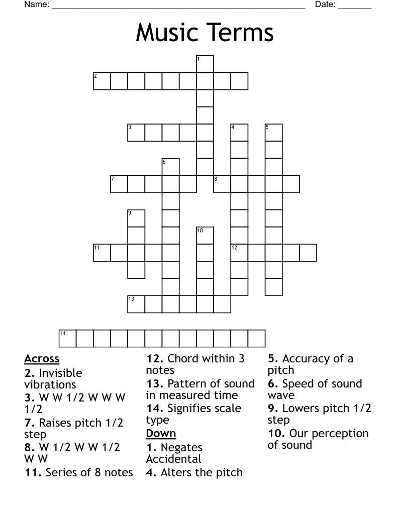 Music Terms Crossword