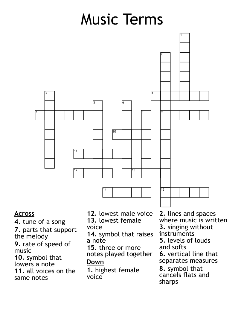 Music Terms Crossword