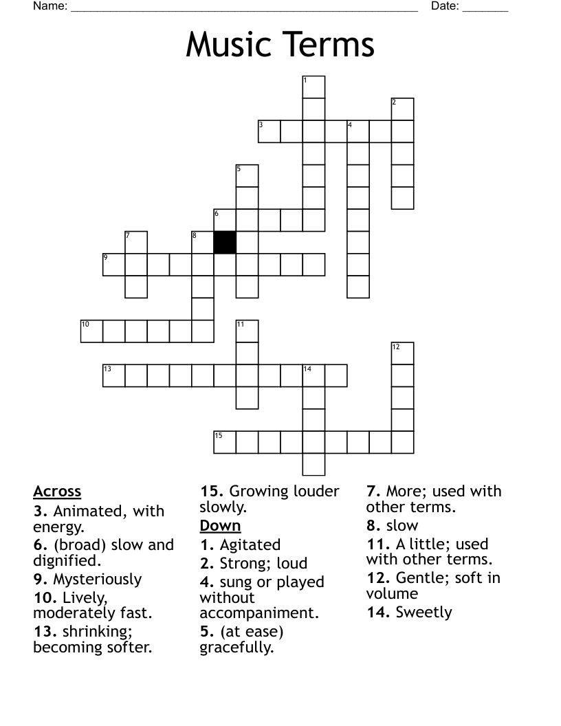 Music Terms Crossword