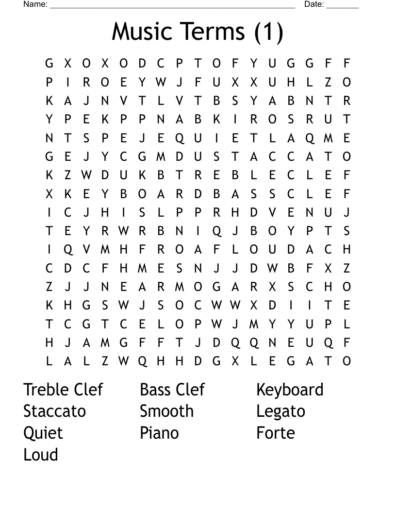 Music Terms (1) Word Search