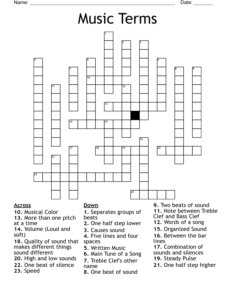 Music Terms Crossword