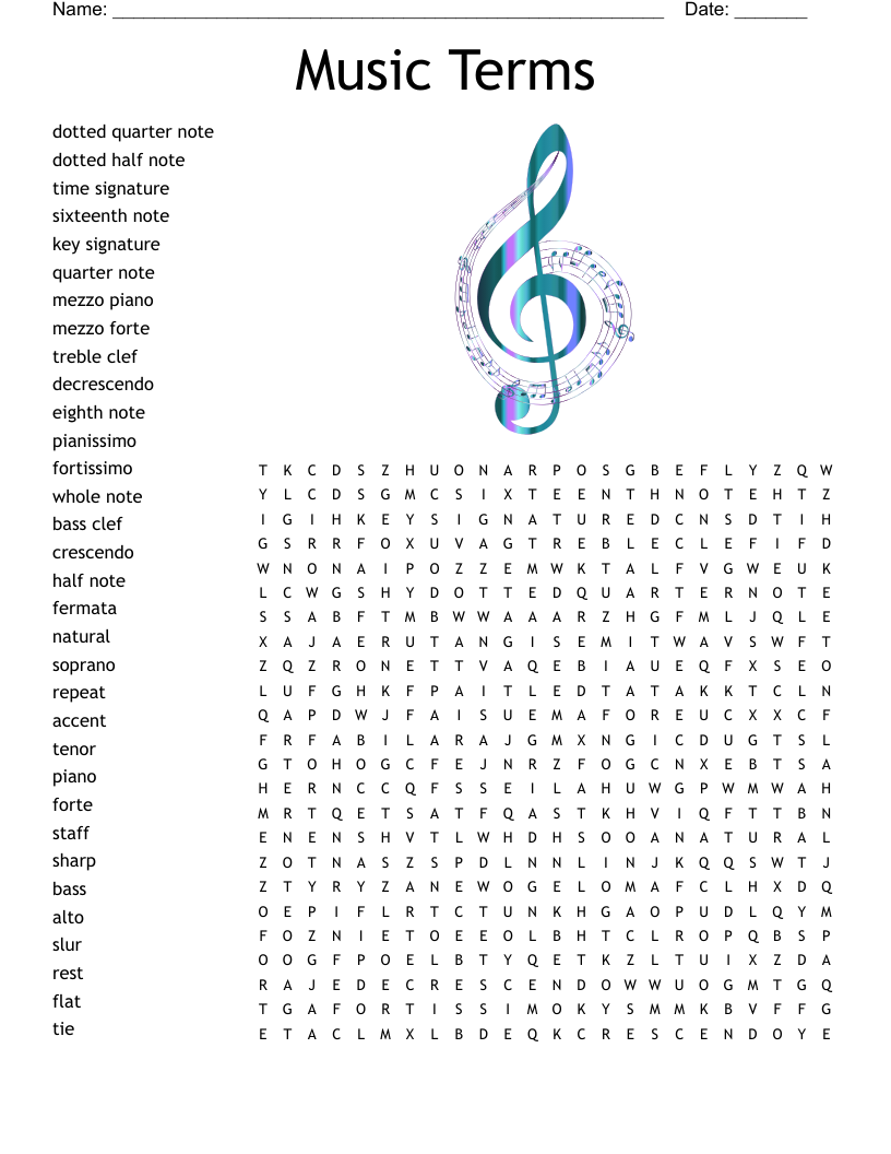 Music Terms Word Search
