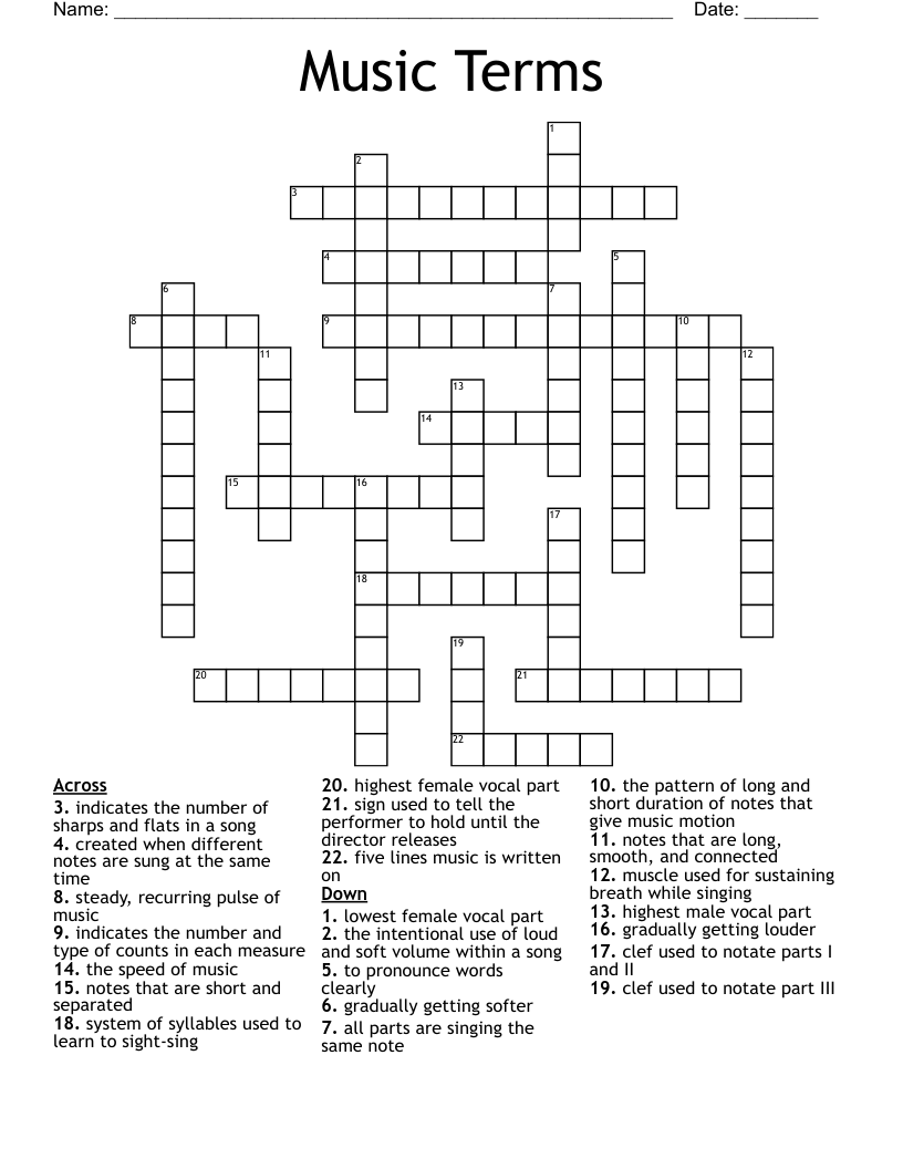 Music Terms Crossword