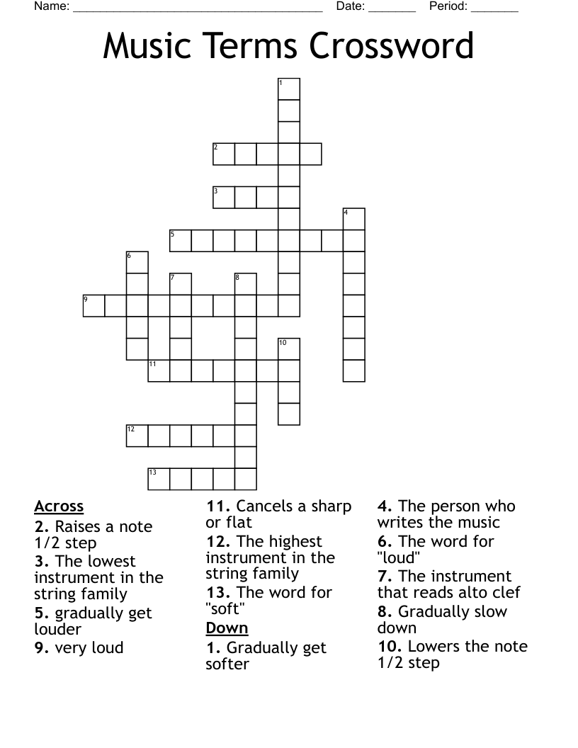 Music Terms Crossword