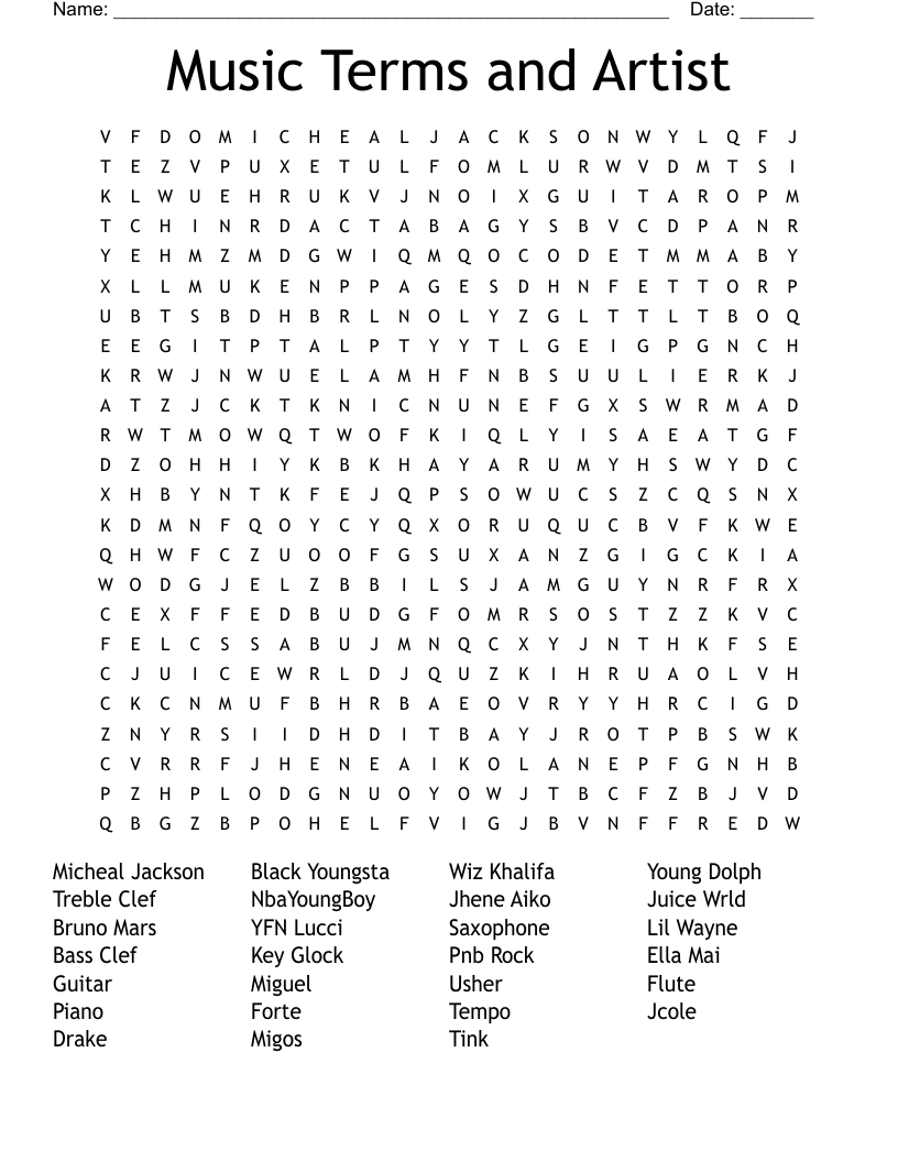 Music History  Word Search