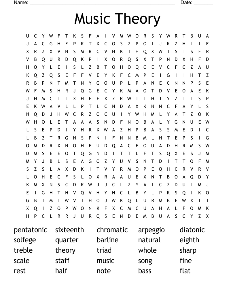 Music Theory Word Search