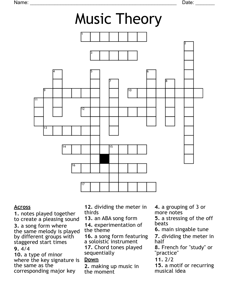 Music Theory Crossword