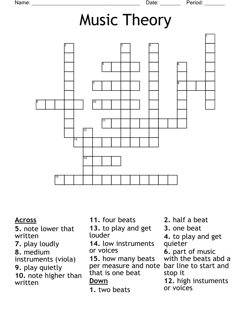 Music Theory Crossword