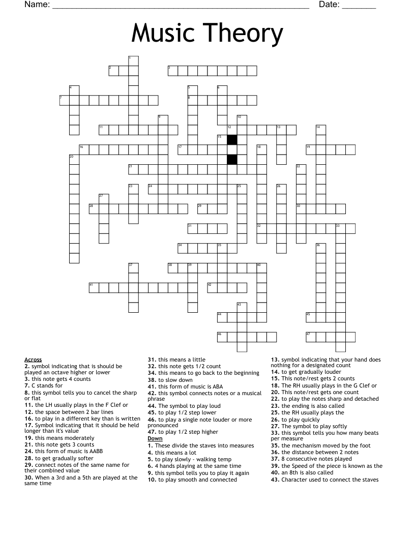 Music Theory Crossword