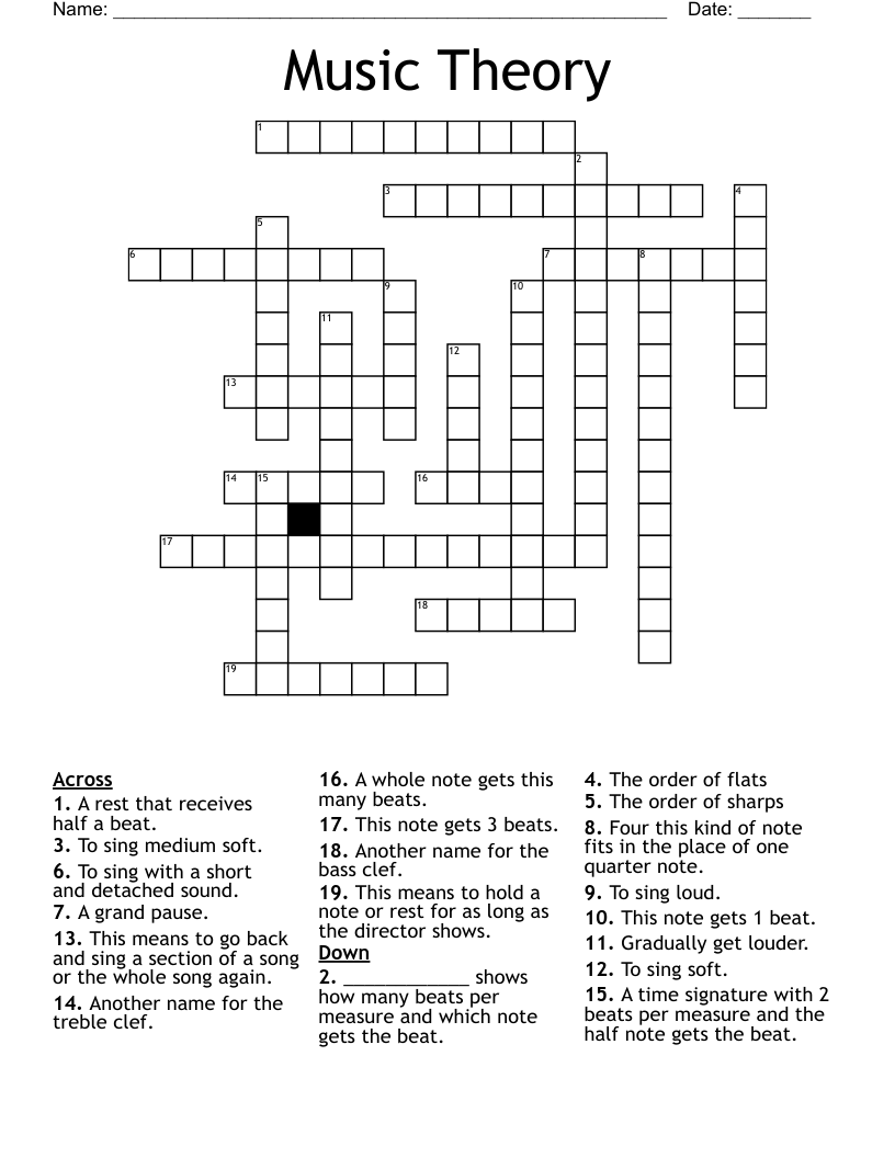 Music Theory Crossword