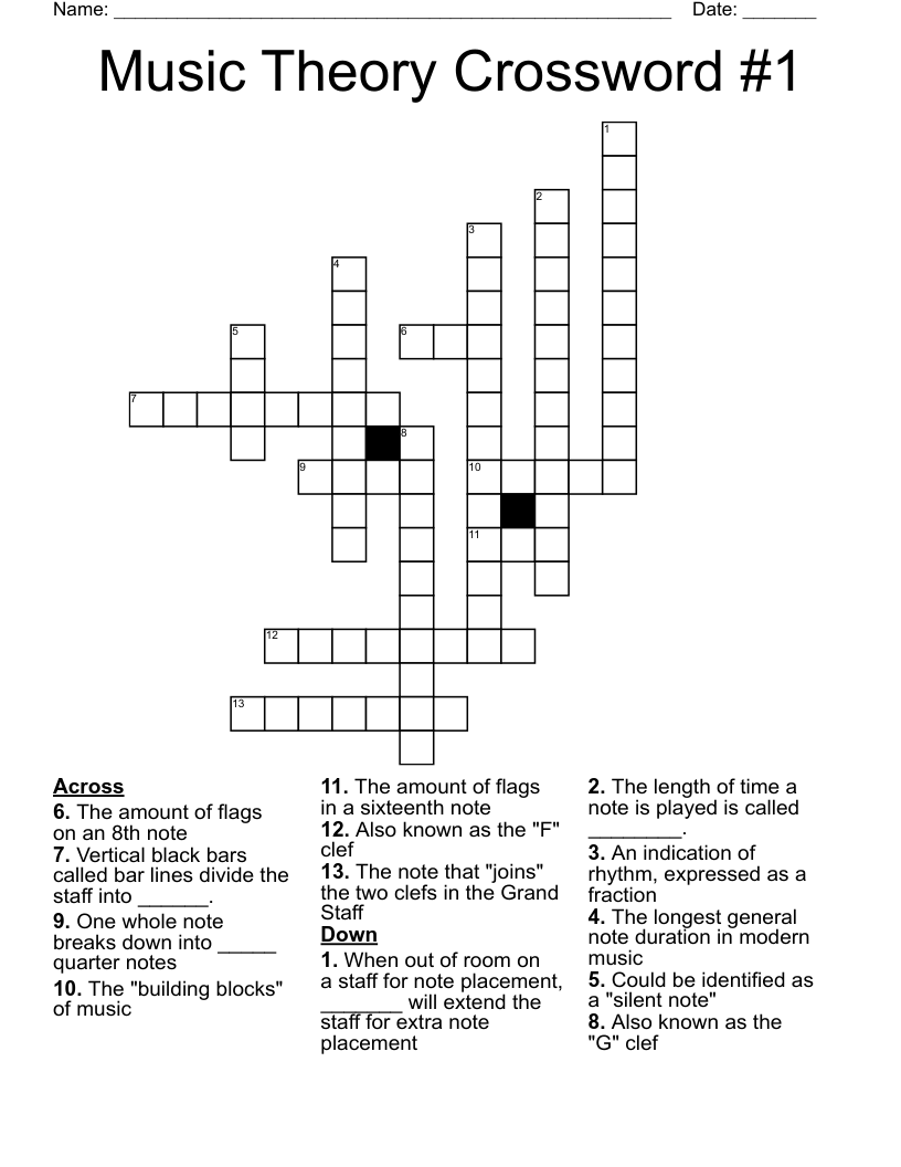 Music Theory Crossword #1